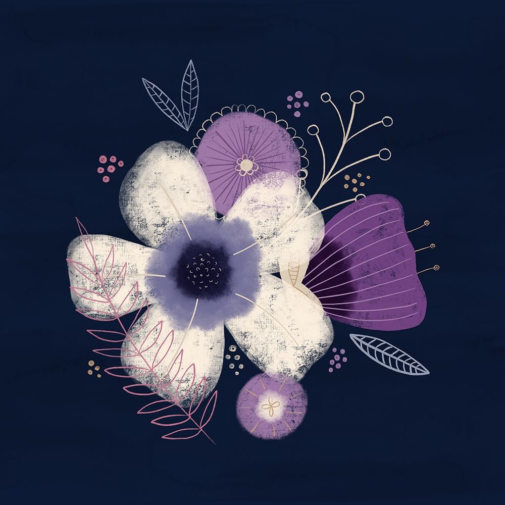 Cream Florals on Navy I art print by Noonday Design for $57.95 CAD