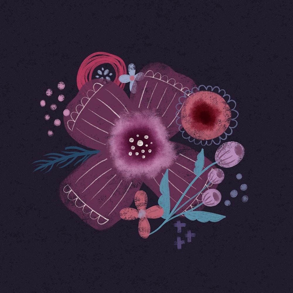 Dark Purple Florals I art print by Noonday Design for $57.95 CAD
