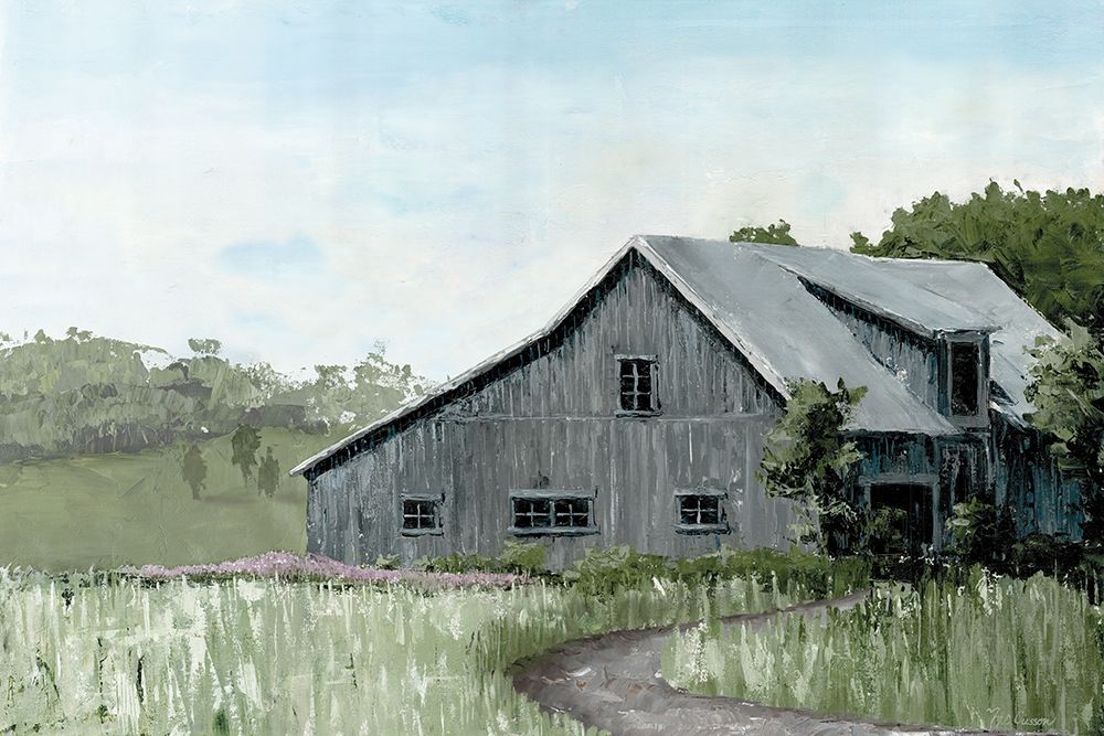 Flower Field Barn art print by Marie-Elaine Cusson for $57.95 CAD