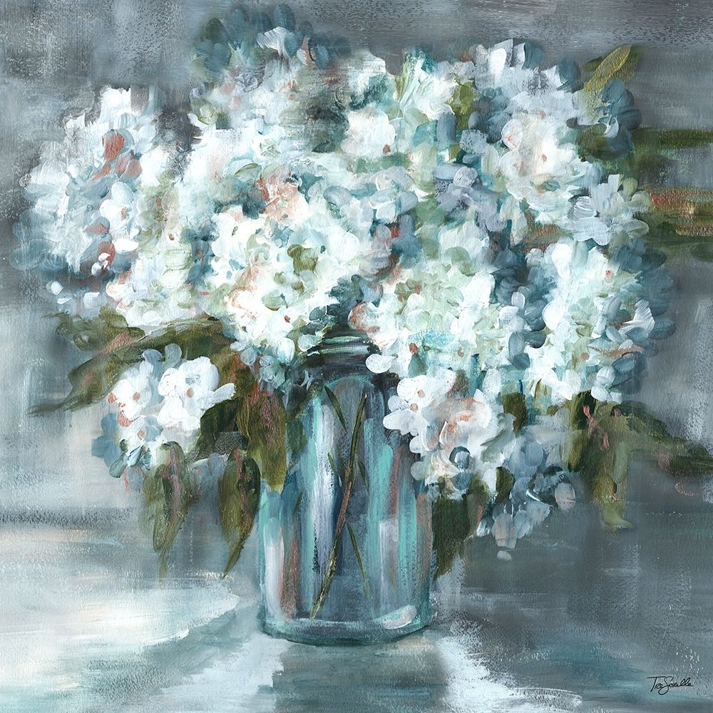 White Hydrangeas on Gray art print by Tre Sorelle Studios for $57.95 CAD