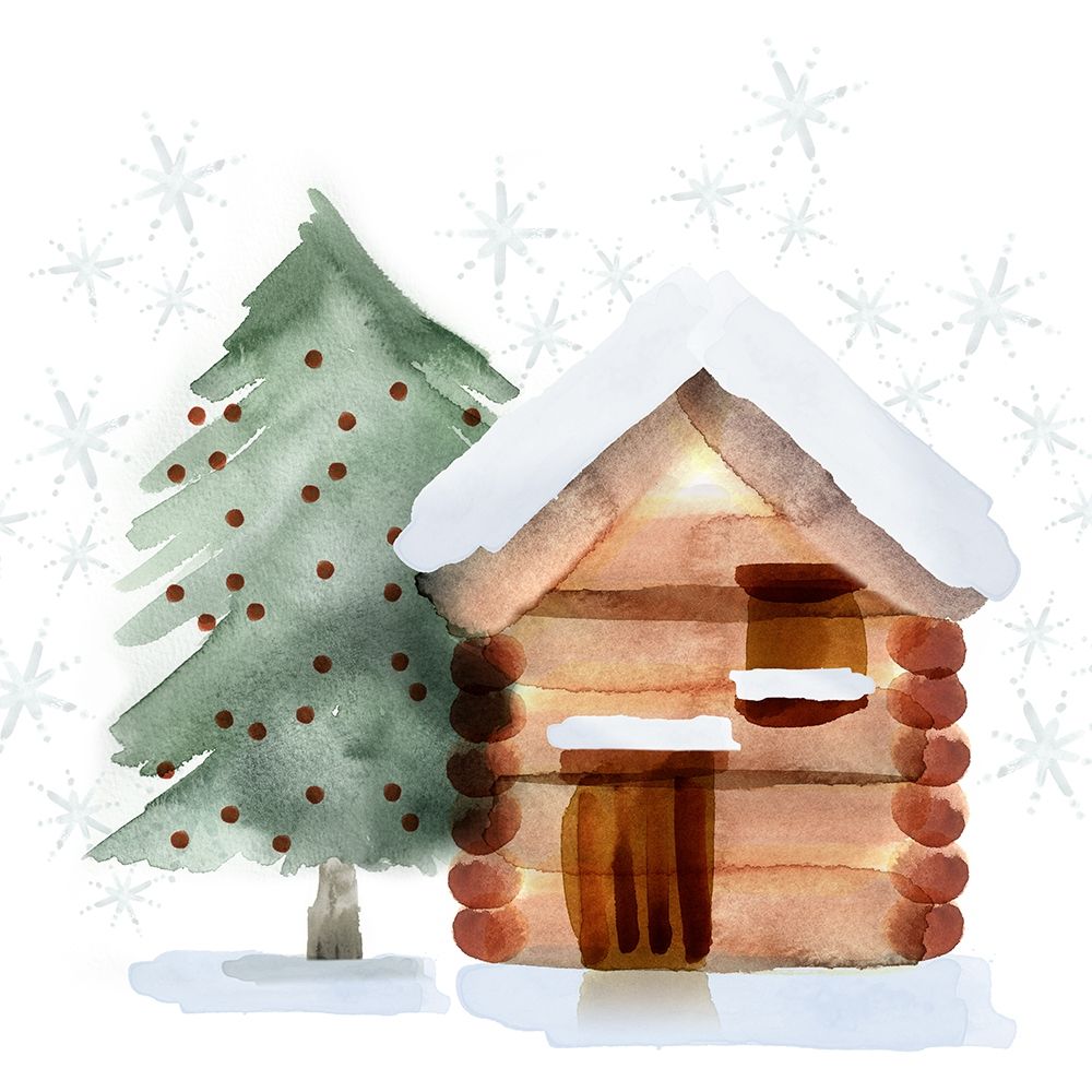 Christmas Hinterland IV-Tree and Cabin art print by Northern Lights for $57.95 CAD
