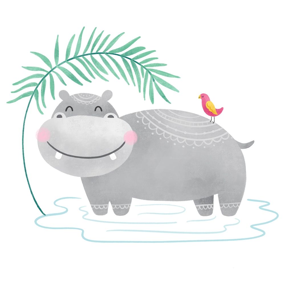 Playful Pals- Hippo art print by Noonday Design for $57.95 CAD