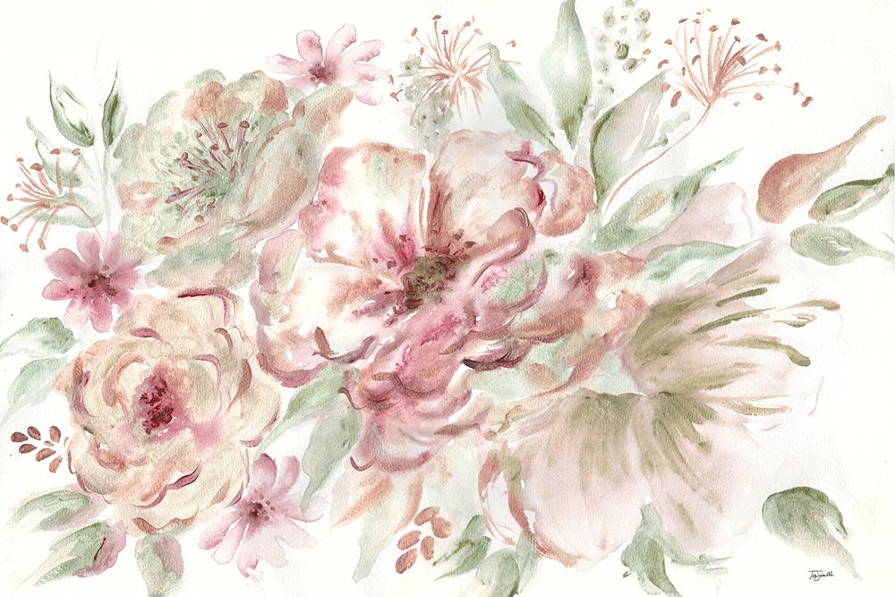 Rose Gold Floral Landscape art print by Tre Sorelle Studios for $57.95 CAD