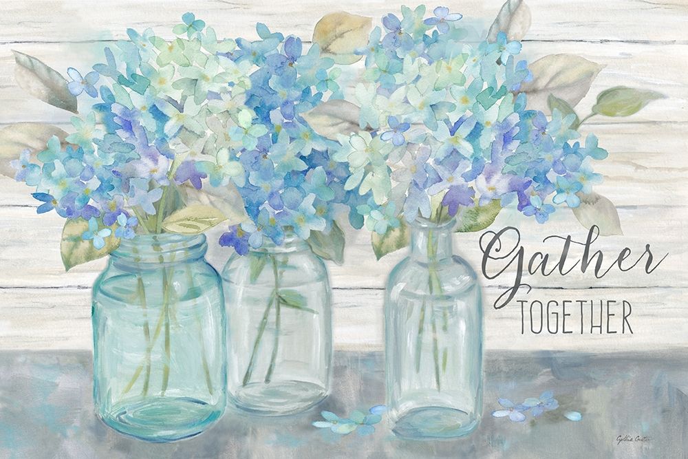Farmhouse Hydrangeas in Mason Jars -Gather art print by Cynthia Coulter for $57.95 CAD