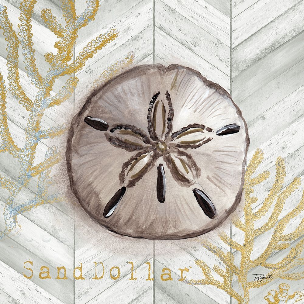 Gray Gold Chevron Sand Dollar art print by Tre Sorelle Studios for $57.95 CAD