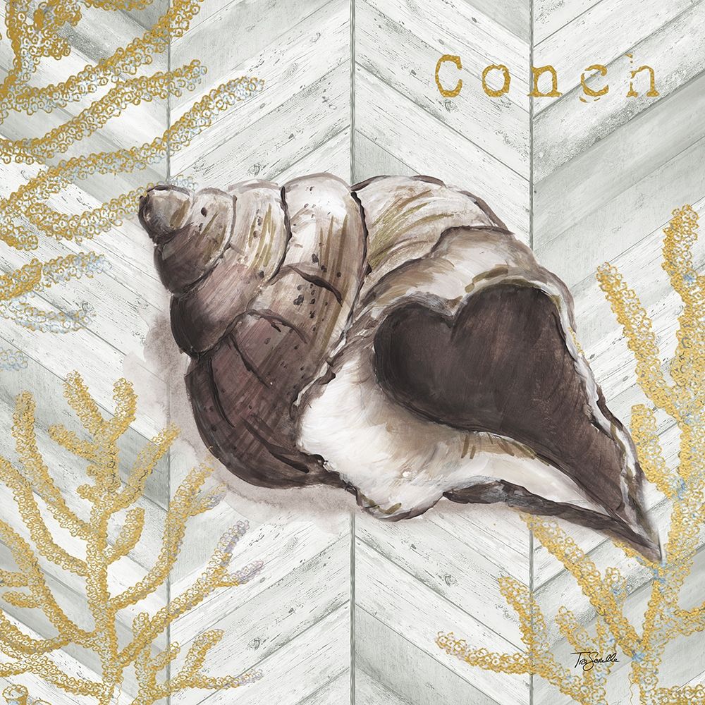 Gray Gold Chevron Conch Shell art print by Tre Sorelle Studios for $57.95 CAD