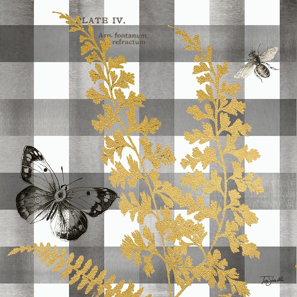 Buffalo Check Ferns and Butterflies Neutral II art print by Tre Sorelle Studios for $57.95 CAD