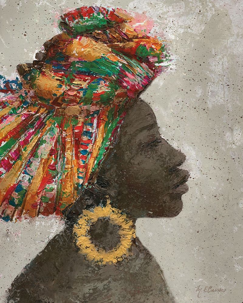 Portrait of a Woman I (gold hoop) art print by Marie-Elaine Cusson for $57.95 CAD