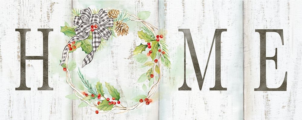 Holiday Gingham Wreath panel I art print by Cynthia Coulter for $57.95 CAD