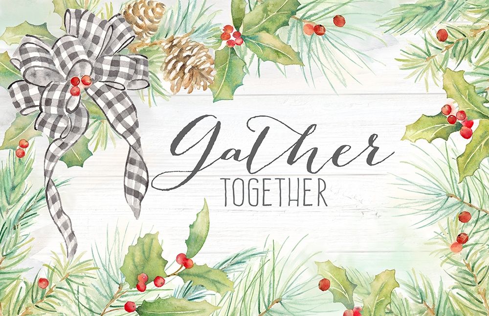 Holiday Gingham Wreath landscape art print by Cynthia Coulter for $57.95 CAD