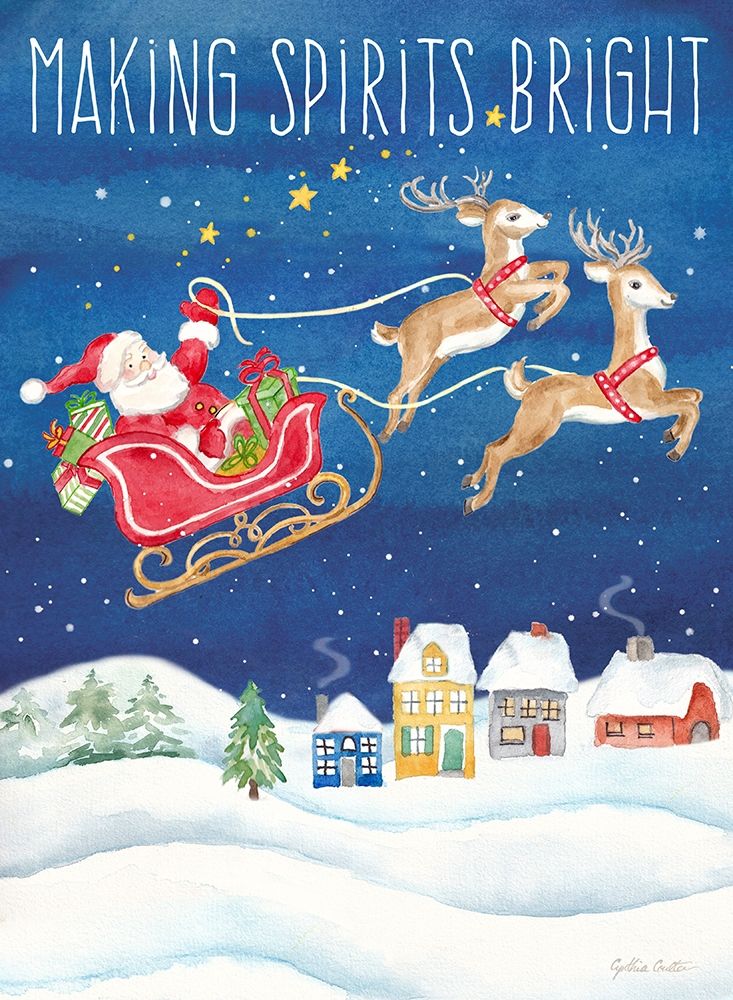 Making Spirits Bright portrait art print by Cynthia Coulter for $57.95 CAD