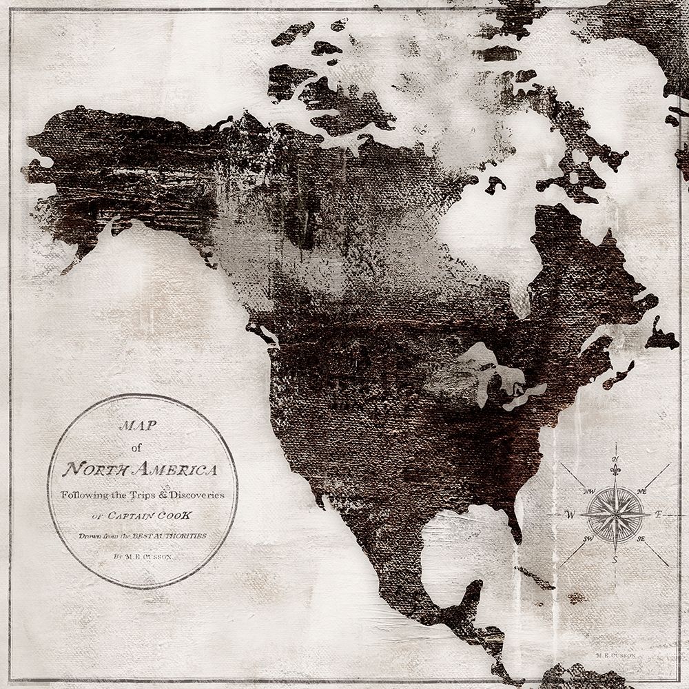 World Map Black and White IV-North America art print by Marie-Elaine Cusson for $57.95 CAD