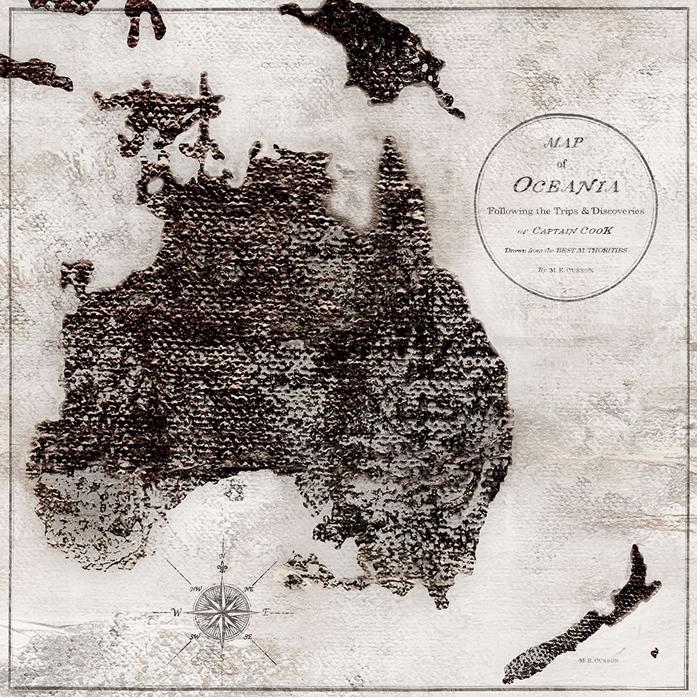 World Map Black and White V-Oceania art print by Marie-Elaine Cusson for $57.95 CAD
