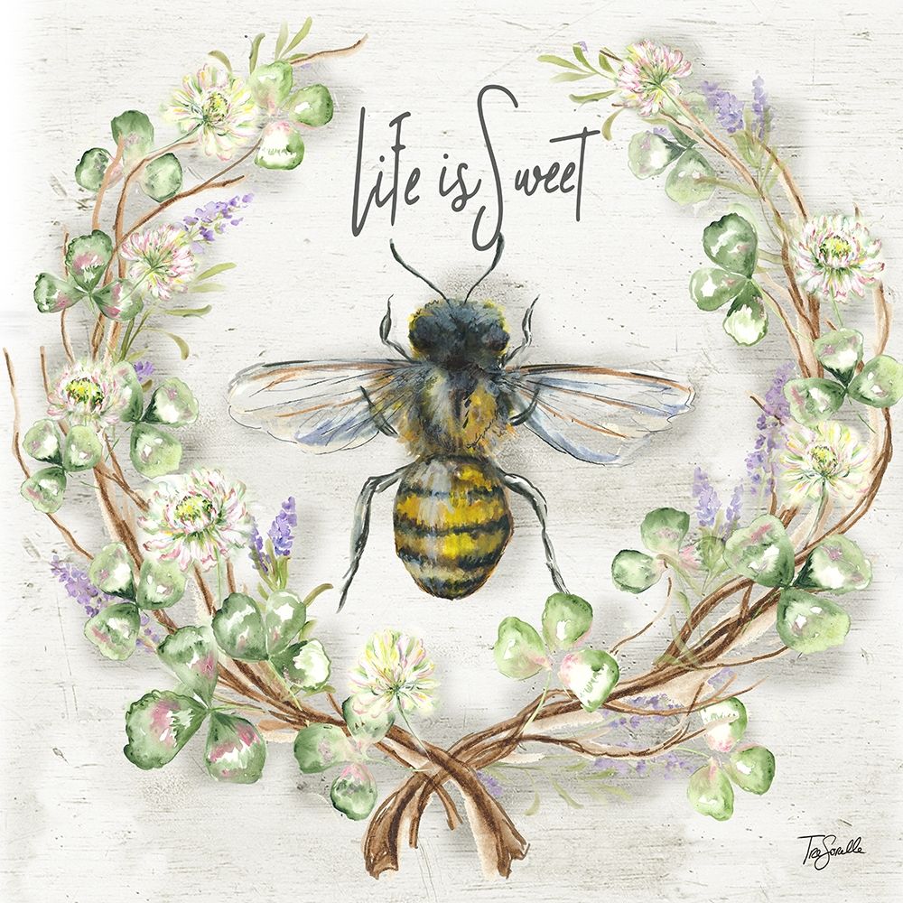 Honey Bee and Clover Wreath I art print by Tre Sorelle Studios for $57.95 CAD