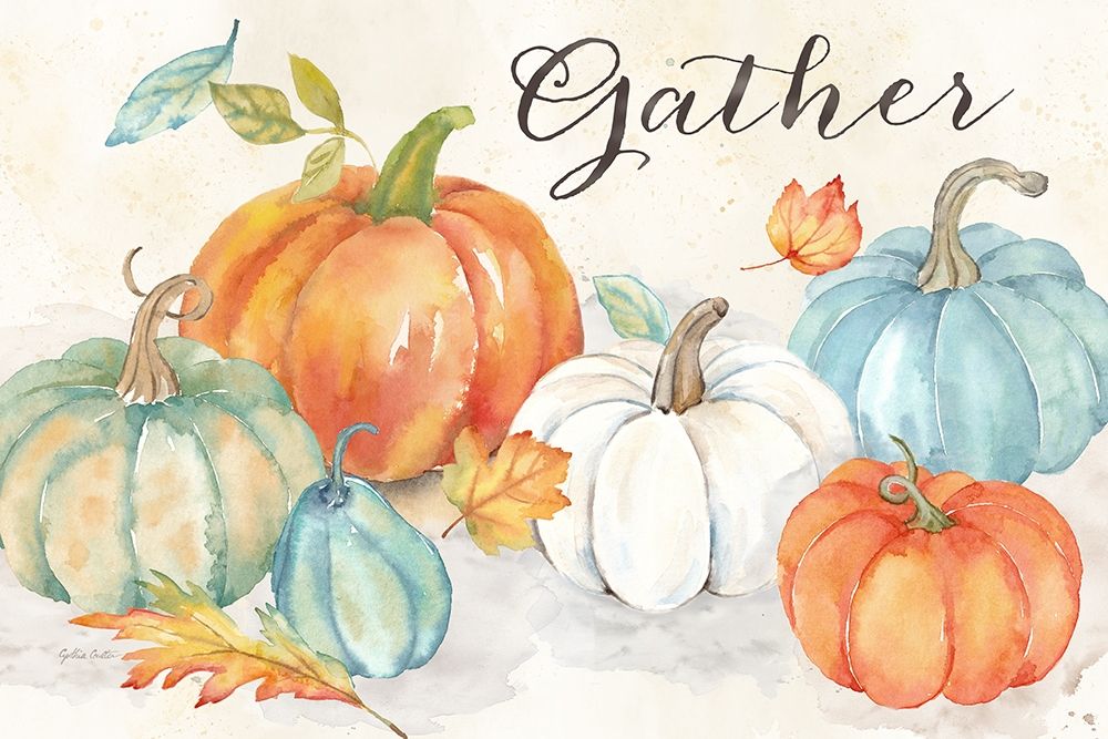 Pumpkin Patch Landscape Sentiment art print by Cynthia Coulter for $57.95 CAD