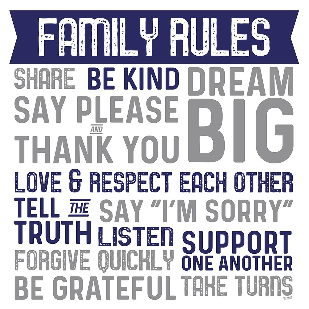 Family Rules II blue gray art print by Tara Reed for $57.95 CAD