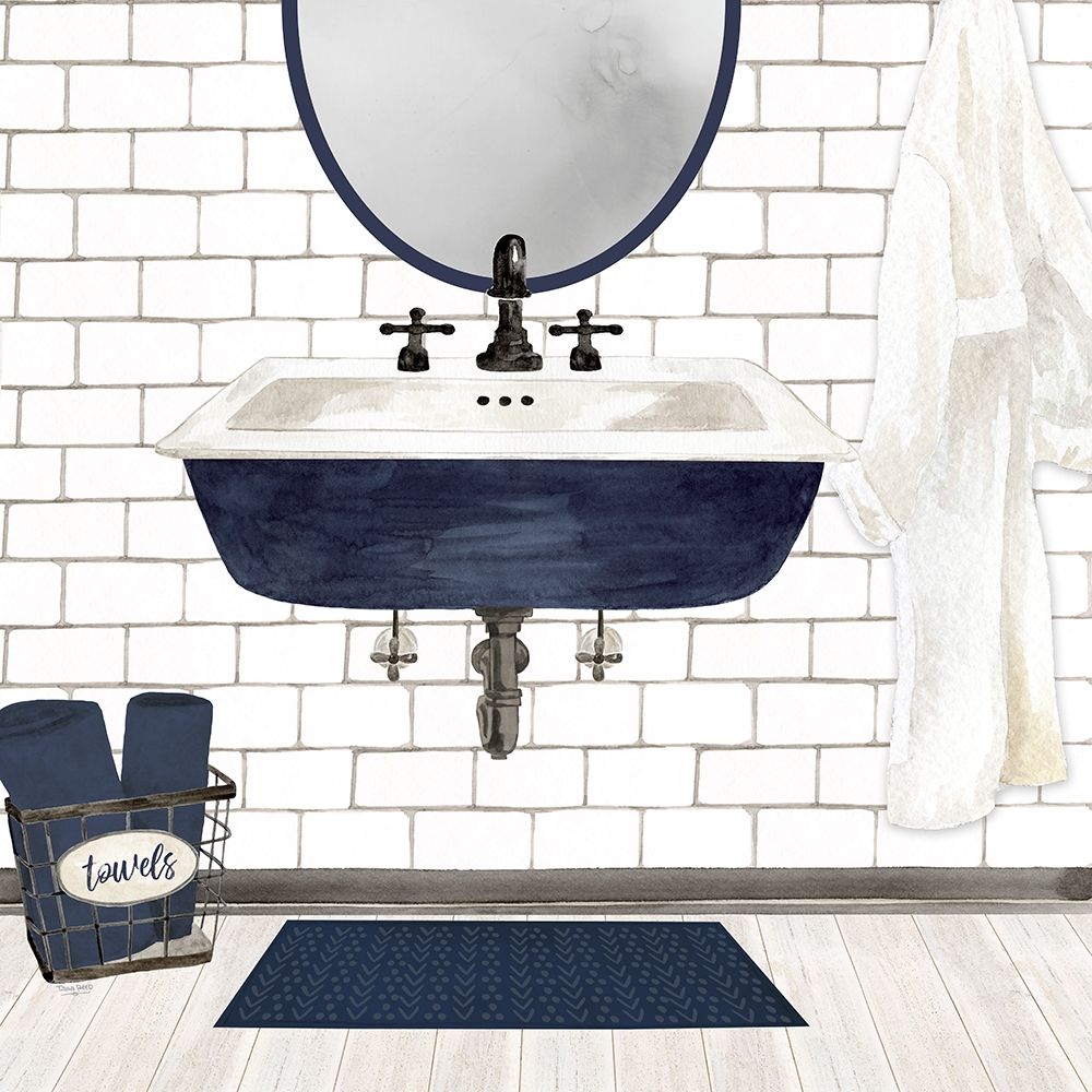 Farmhouse Bath II navy-Sink art print by Tara Reed for $57.95 CAD