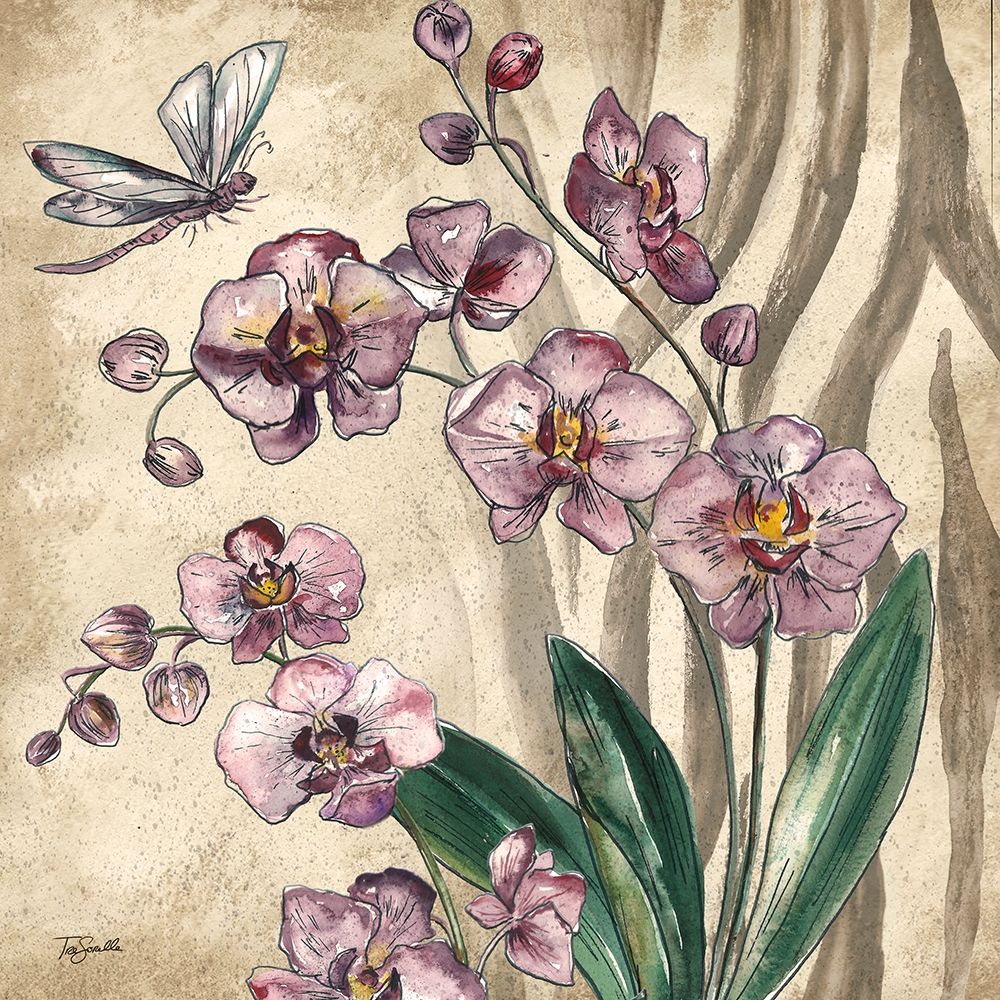 Boho Orchid and Dragonfly II art print by Tre Sorelle Studios for $57.95 CAD