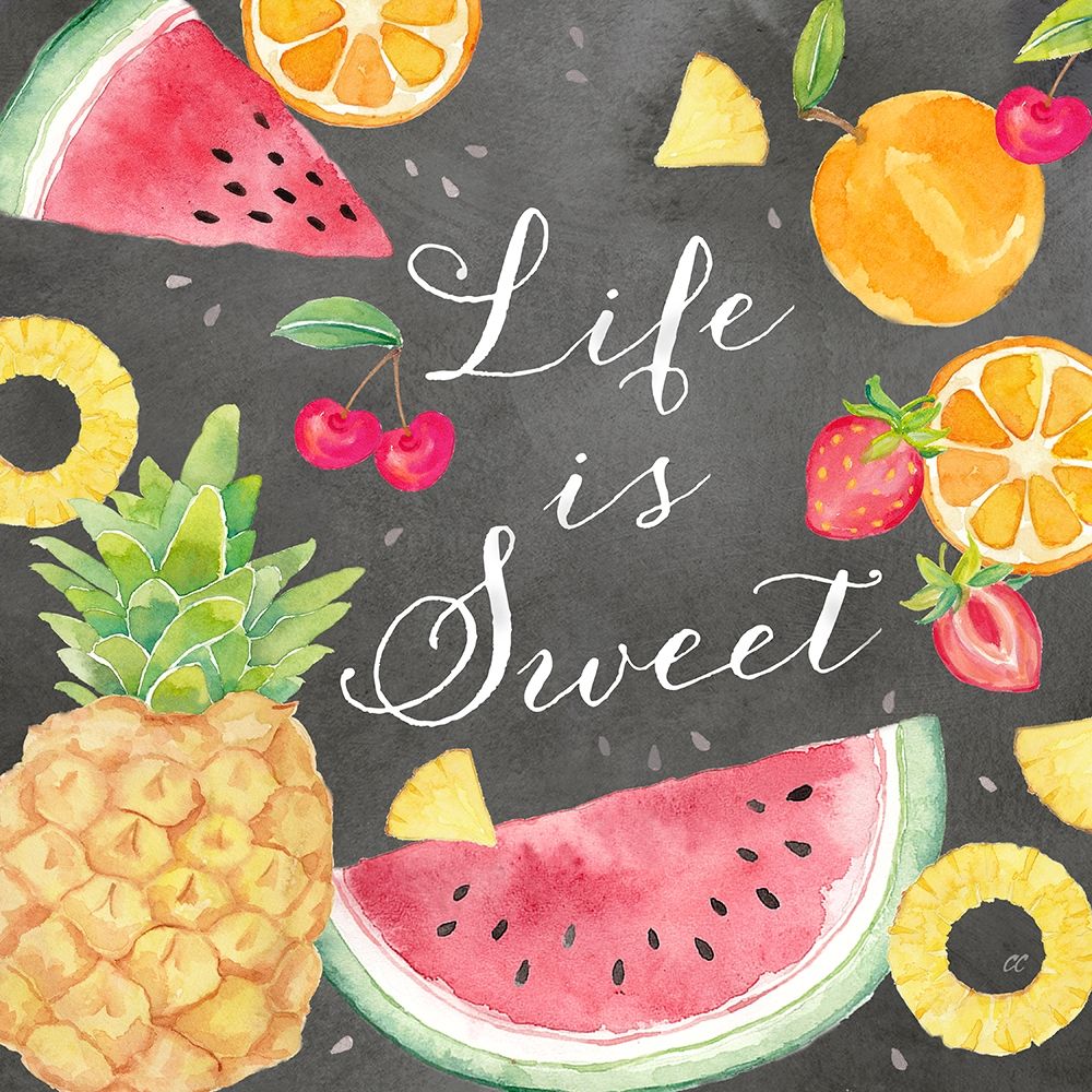 Fresh Fruit Sentiment black I-Sweet art print by Cynthia Coulter for $57.95 CAD