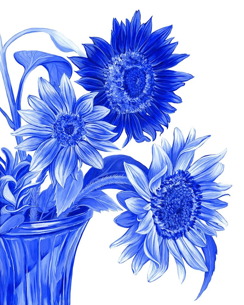 China Sunflowers blue I art print by Kelsey Wilson for $57.95 CAD