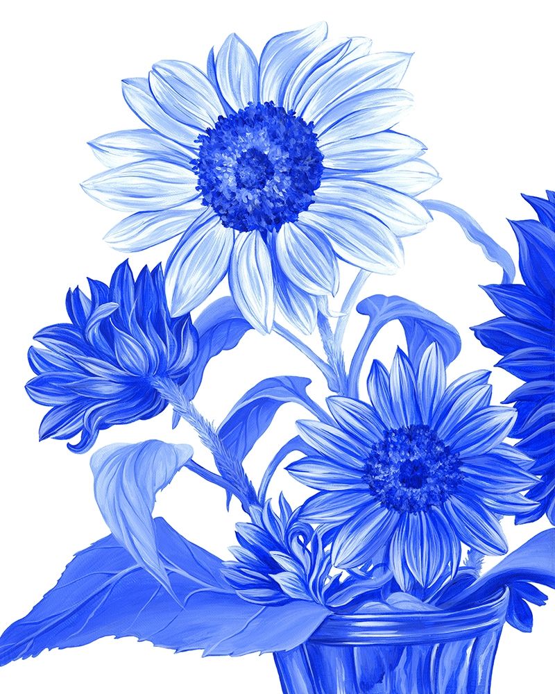 China Sunflowers blue II art print by Kelsey Wilson for $57.95 CAD