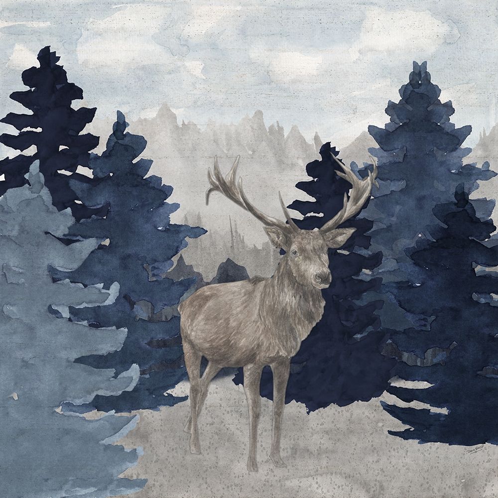 Blue Cliff Mountains scene II-Deer art print by Tara Reed for $57.95 CAD