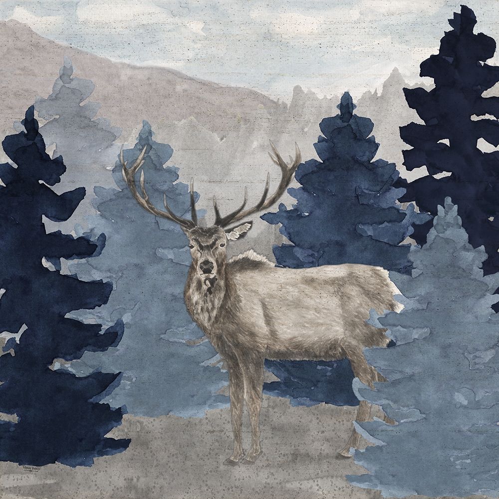 Blue Cliff Mountains scene III-Elk art print by Tara Reed for $57.95 CAD