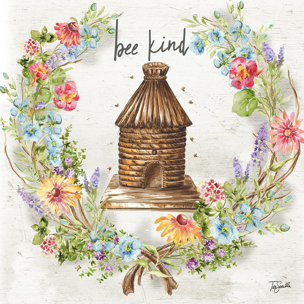 Honey Bee and Herb Blossom Wreath III art print by Tre Sorelle Studios for $57.95 CAD