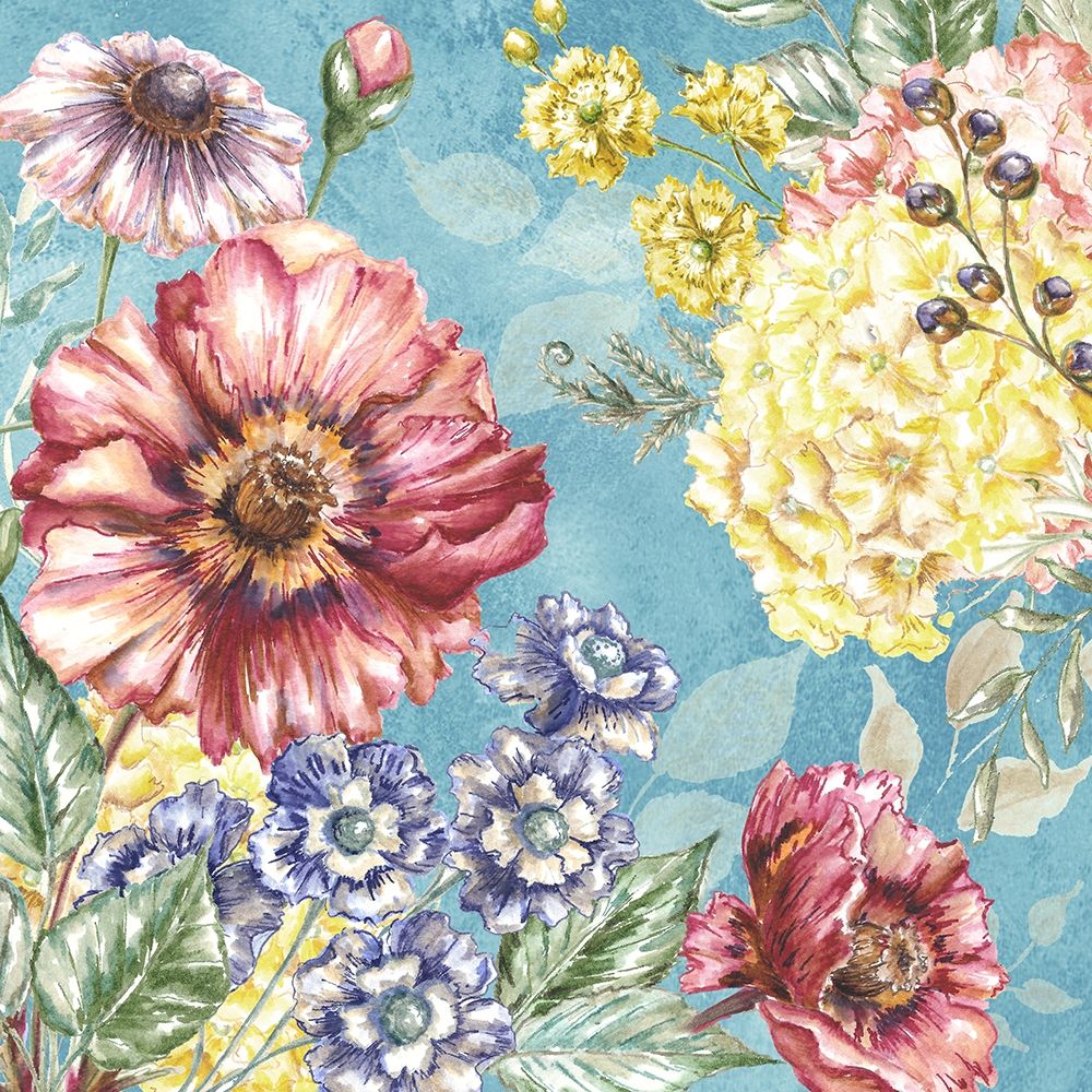 Wildflower Medley square blue I art print by Tre Sorelle Studios for $57.95 CAD