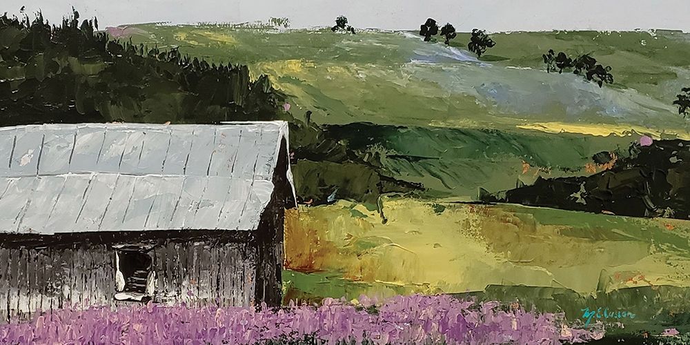 Flower Field  landscape art print by Marie-Elaine Cusson for $57.95 CAD
