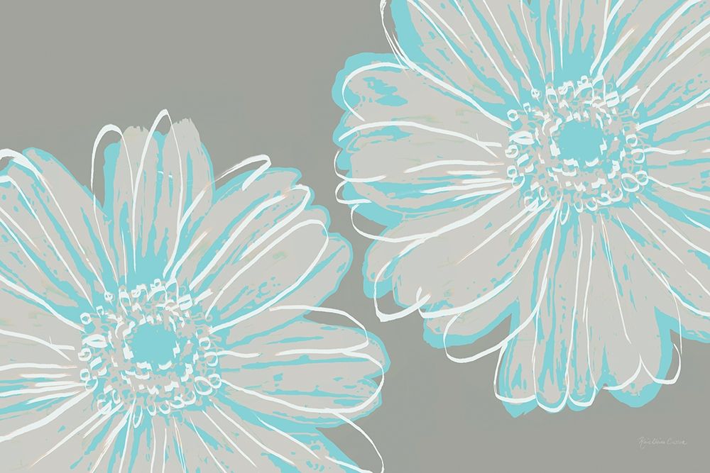 Flower Pop Sketch II-Blue and Taupe art print by Marie-Elaine Cusson for $57.95 CAD