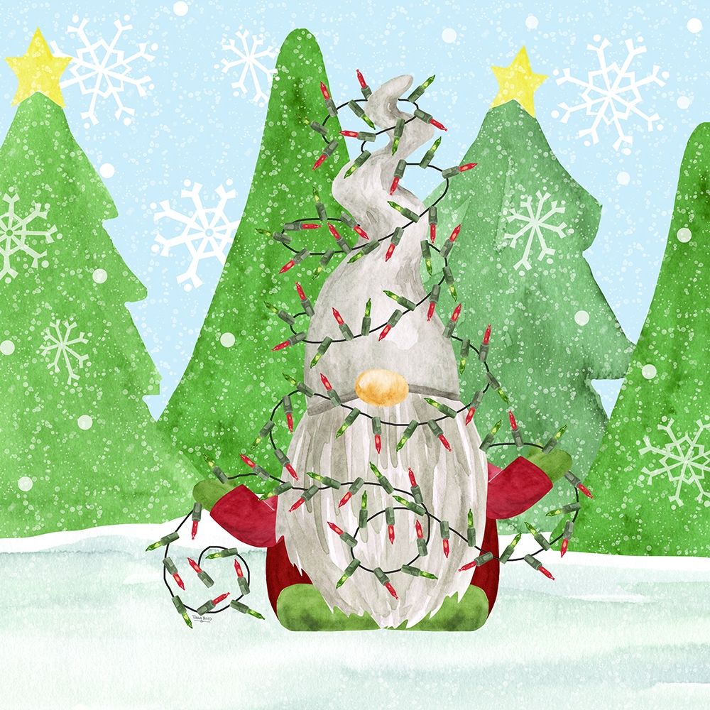 Gnome for Christmas blue III-Gnome Lights art print by Tara Reed for $57.95 CAD