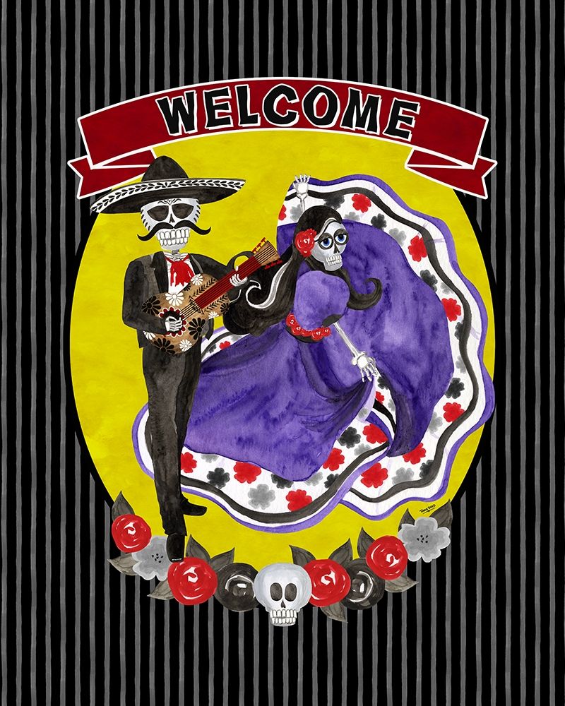 Day of the Dead portrait VII-Sugar Skull Couple welcome black art print by Tara Reed for $57.95 CAD