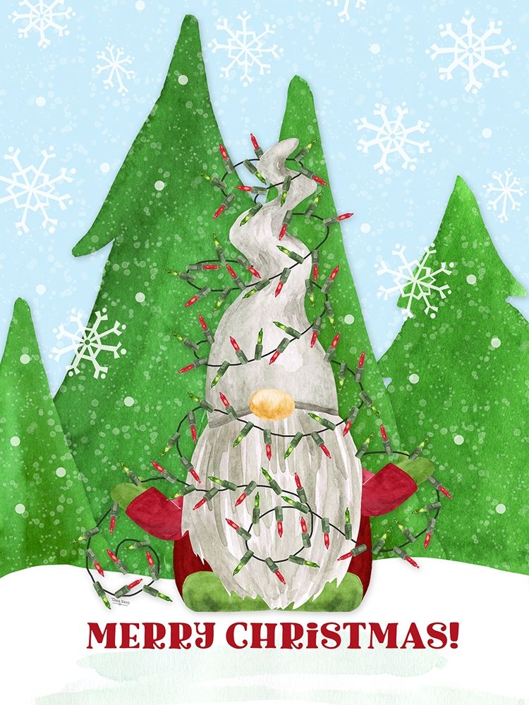 Gnome for Christmas portrait blue III-Lights art print by Tara Reed for $57.95 CAD