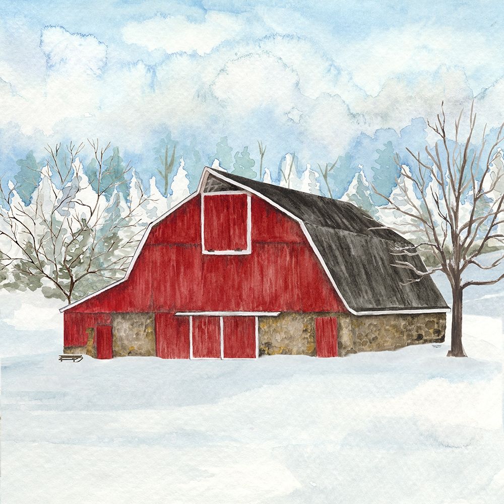 Winter Barn Quilt II art print by Tara Reed for $57.95 CAD