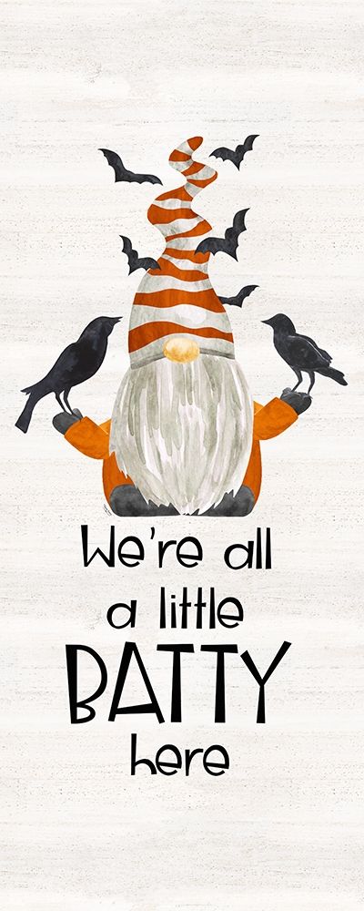 Gnomes of Halloween vertical I-Batty art print by Tara Reed for $57.95 CAD
