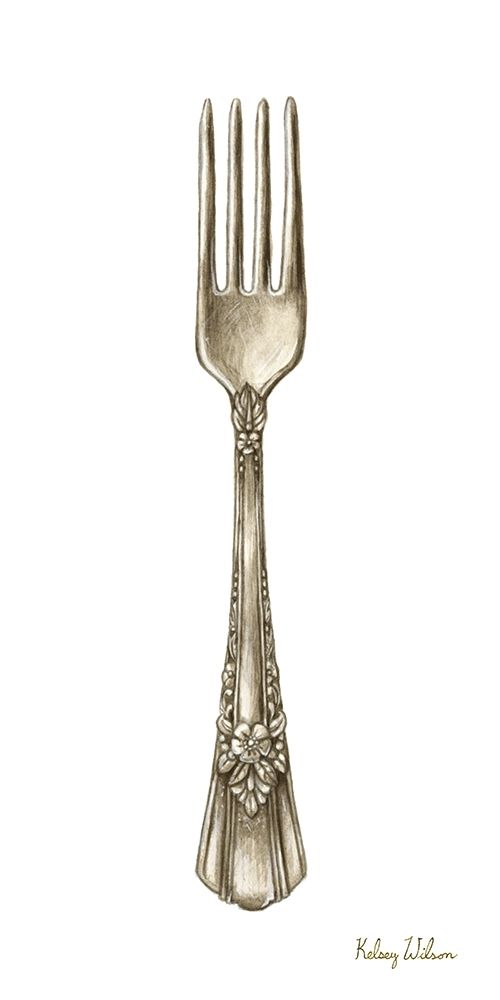 Vintage  Tableware I-Fork art print by Kelsey Wilson for $57.95 CAD