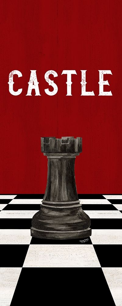 Rather be Playing Chess Pieces black on red panel II-Castle art print by Tara Reed for $57.95 CAD