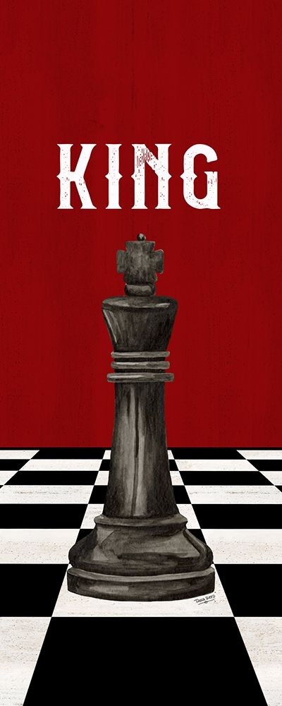 Rather be Playing Chess Pieces black on red panel V-King art print by Tara Reed for $57.95 CAD