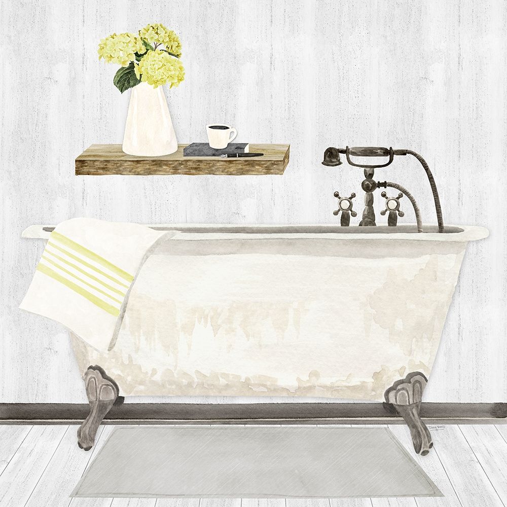 Farmhouse Bath I gray And yellow-Tub art print by Tara Reed for $57.95 CAD