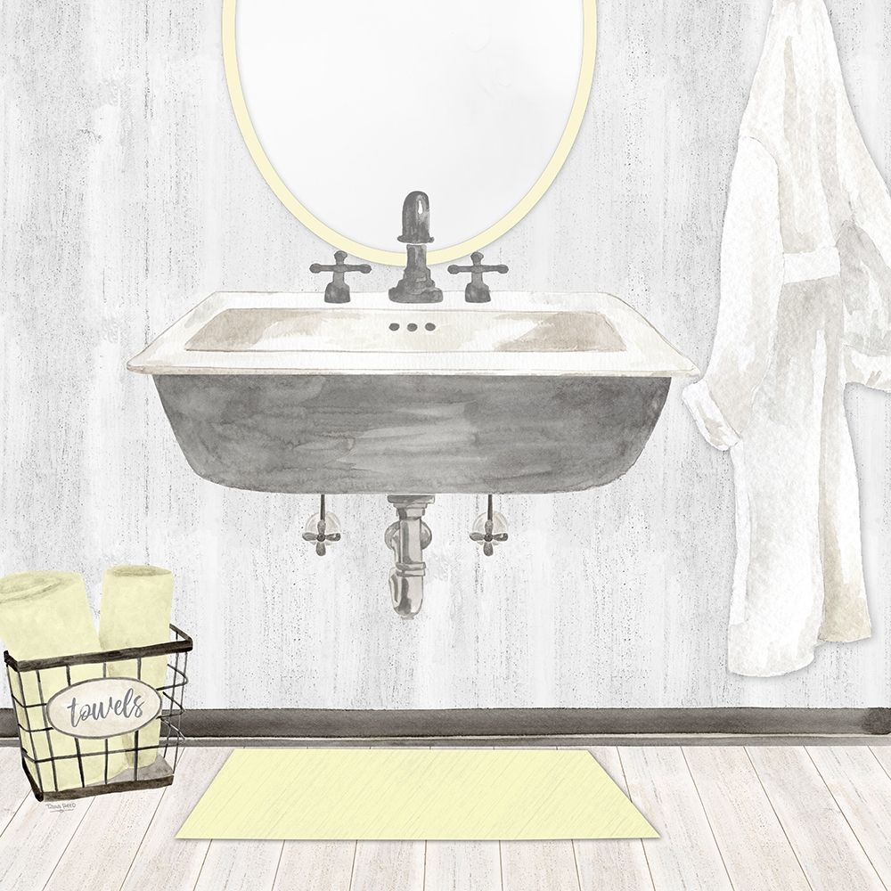 Farmhouse Bath II gray And yellow-Sink art print by Tara Reed for $57.95 CAD