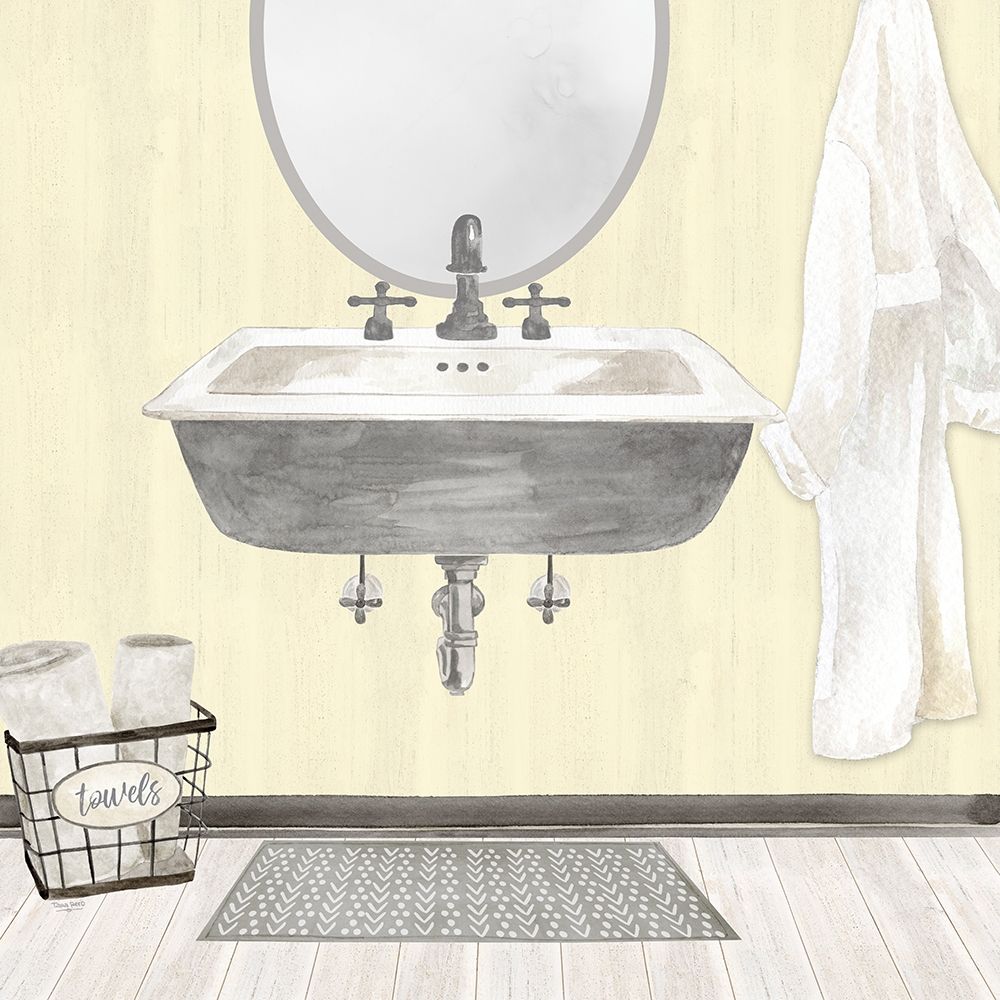 Farmhouse Bath II gray And yellow 2-Sink art print by Tara Reed for $57.95 CAD