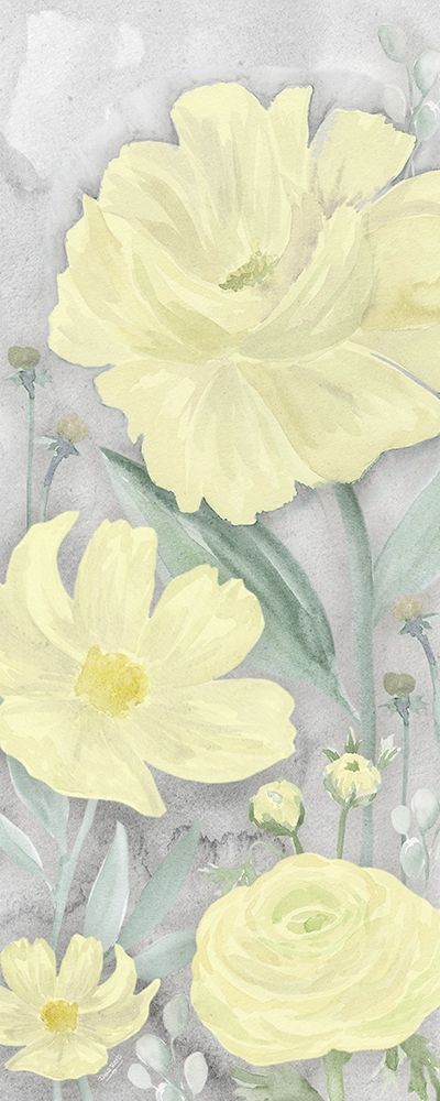 Peaceful Repose gray And yellow vertical II art print by Tara Reed for $57.95 CAD