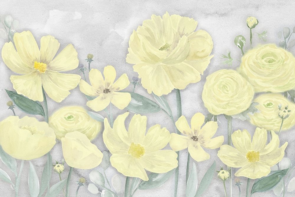Peaceful Repose gray And yellow landscape art print by Tara Reed for $57.95 CAD