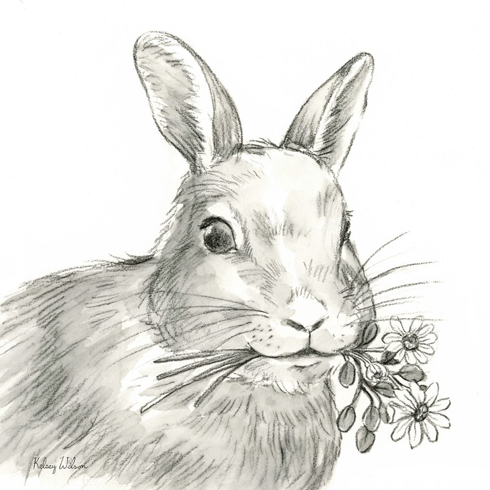 Watercolor  Pencil Farm V-Rabbit art print by Kelsey Wilson for $57.95 CAD