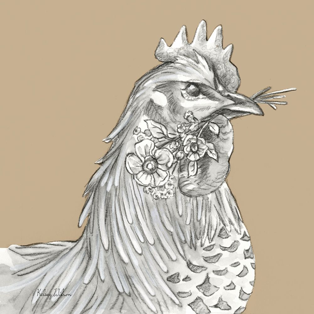 Watercolor  Pencil Farm color VI-Rooster art print by Kelsey Wilson for $57.95 CAD