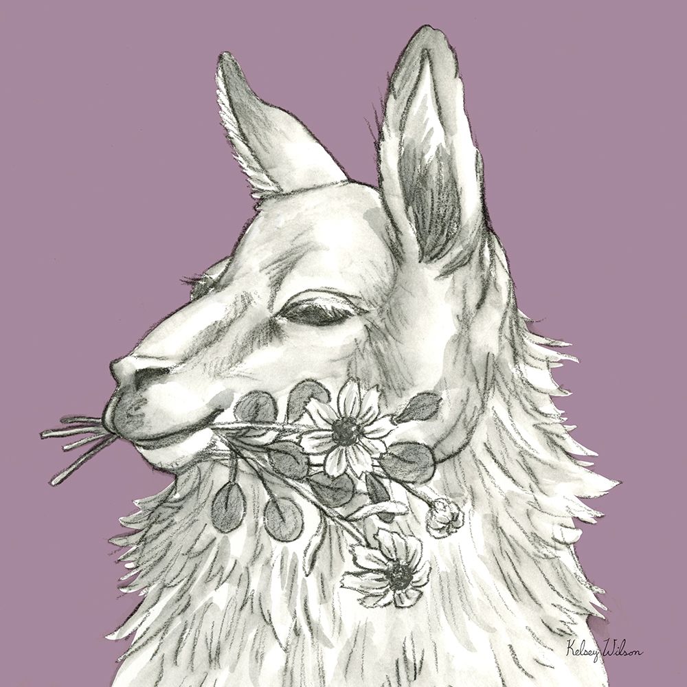 Watercolor  Pencil Farm color VII-Llama art print by Kelsey Wilson for $57.95 CAD