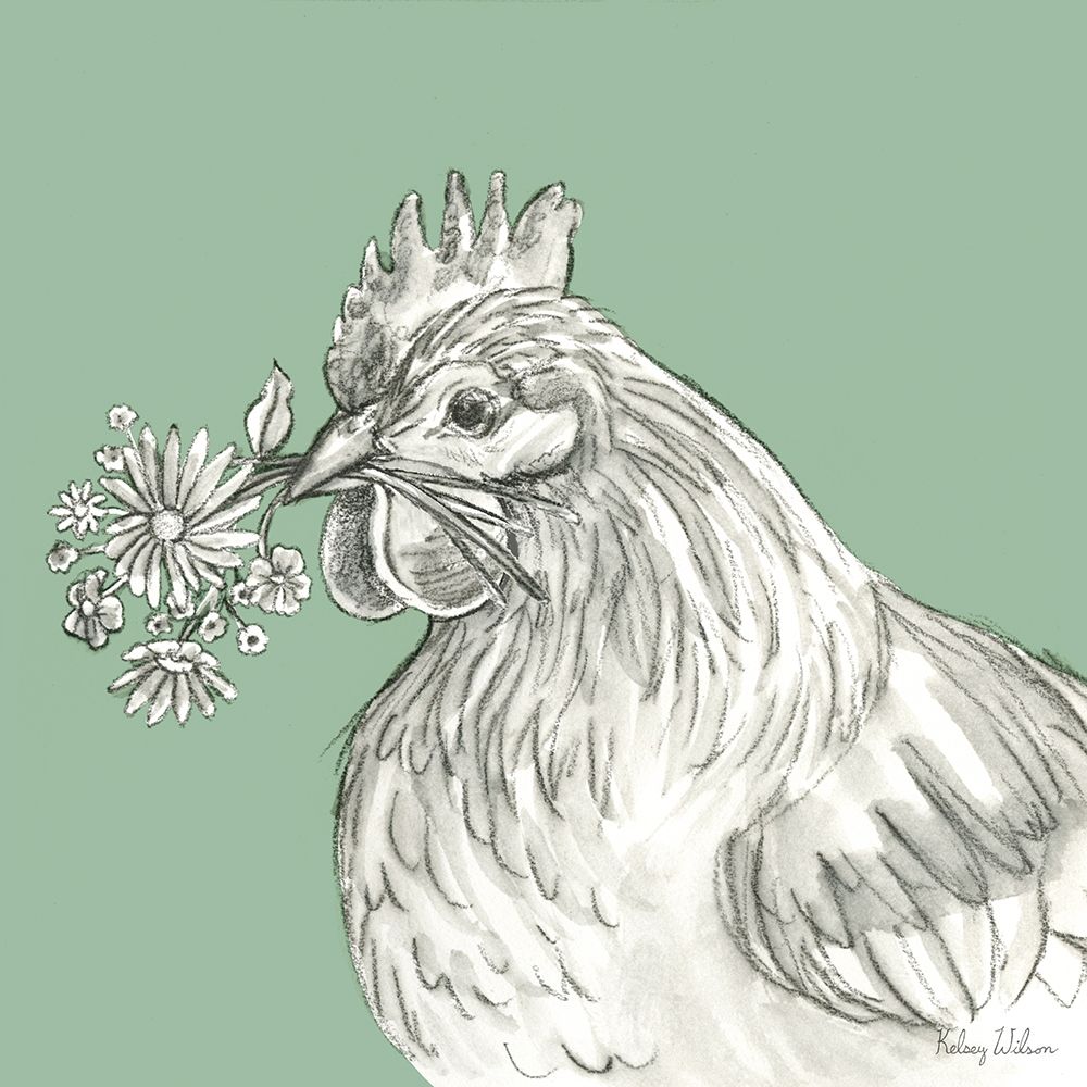 Watercolor  Pencil Farm color X-Hen art print by Kelsey Wilson for $57.95 CAD