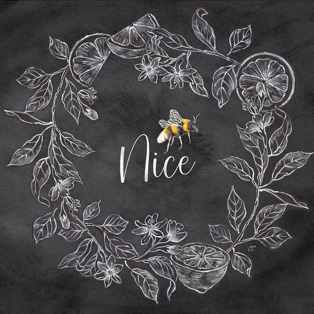 Bee  Sentiment Wreath black III-Nice art print by Cynthia Coulter for $57.95 CAD