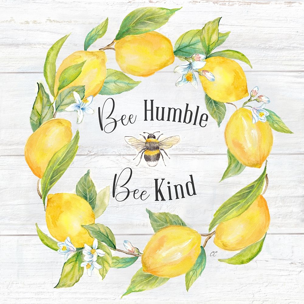 Lemons And Bees Sentiment woodgrain I art print by Cynthia Coulter for $57.95 CAD